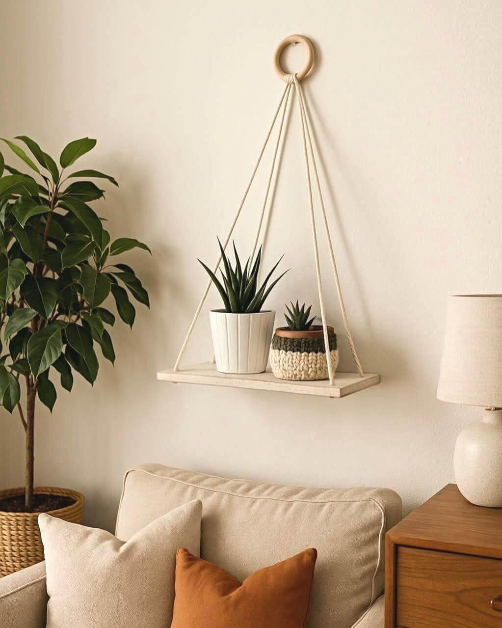étagère murale blanche en bois style rustique