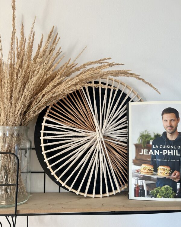 roue tissée décorative beige et blanc