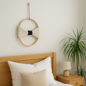 Boucle décorative en macramé - Noir et blanc
