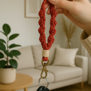 Porte-clés en macramé ( Ocre )