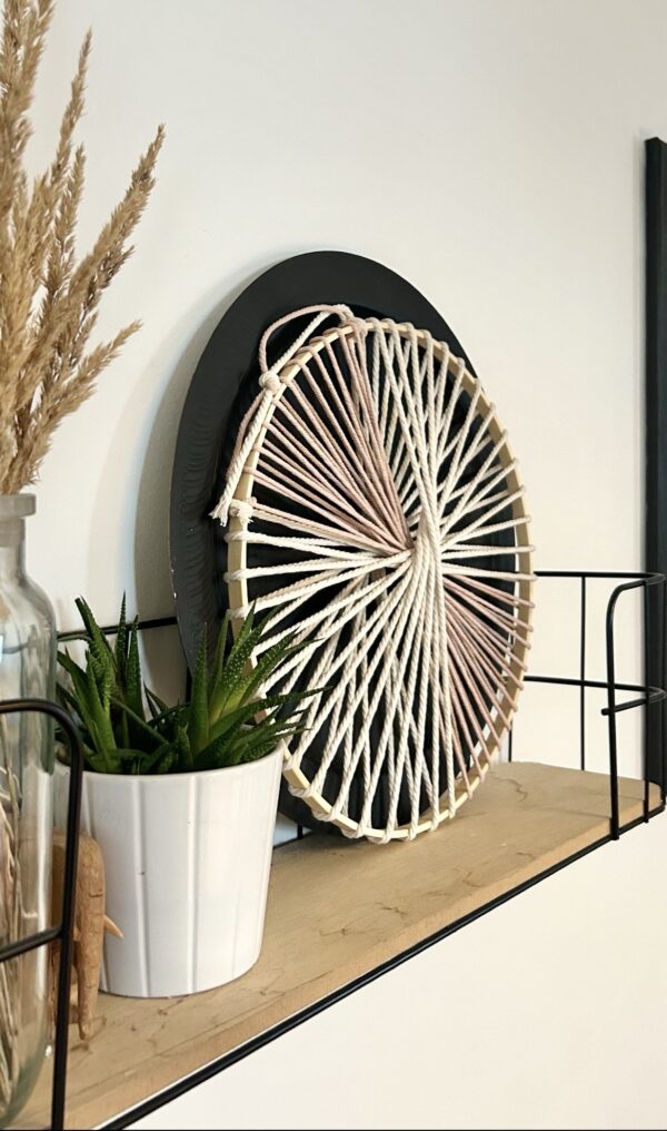 roue tissée décorative vieux rose