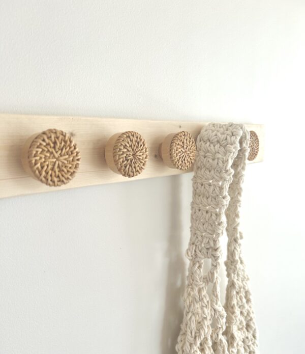 Crochet boho en bois et rotin