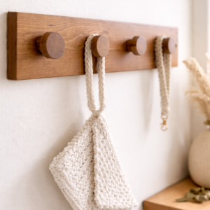 crochet mural minimaliste bois brun