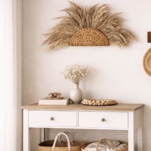 decoration murale de pampas dans un entrée
