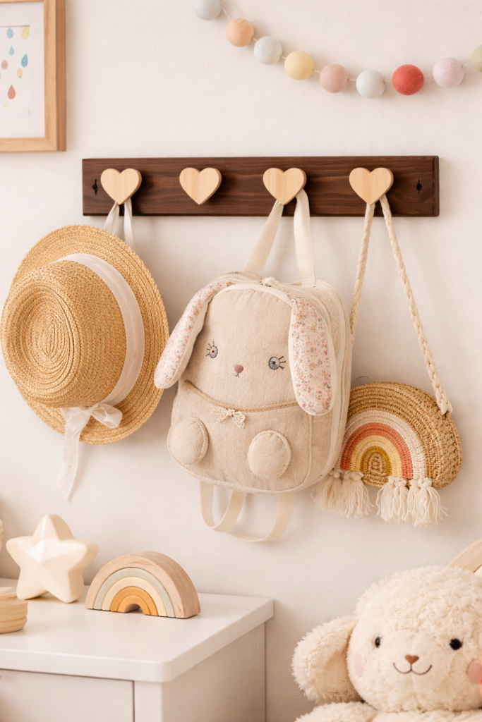 patère de chambre avec motif de coeur