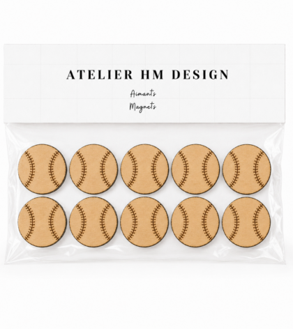 aimants pour frigo en forme de balle de baseball