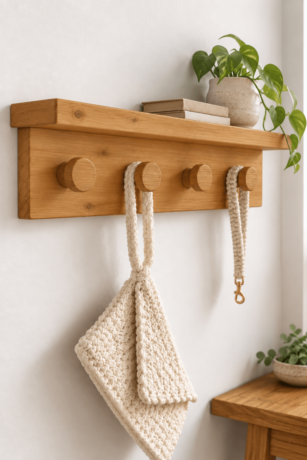 crochet mural avec tablette couleur antique
